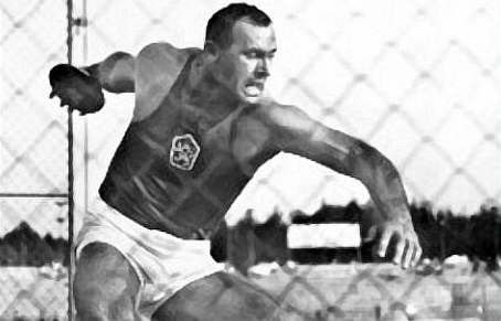 Ludvik Danek of Czechoslovakia sets discus WR on 8/2/64 to become Olympic favorite