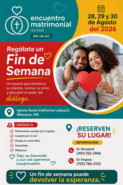 Encuentro Matrimonial Mundial - Fin de semana del 28, 29 y 30 de agosto de 2026