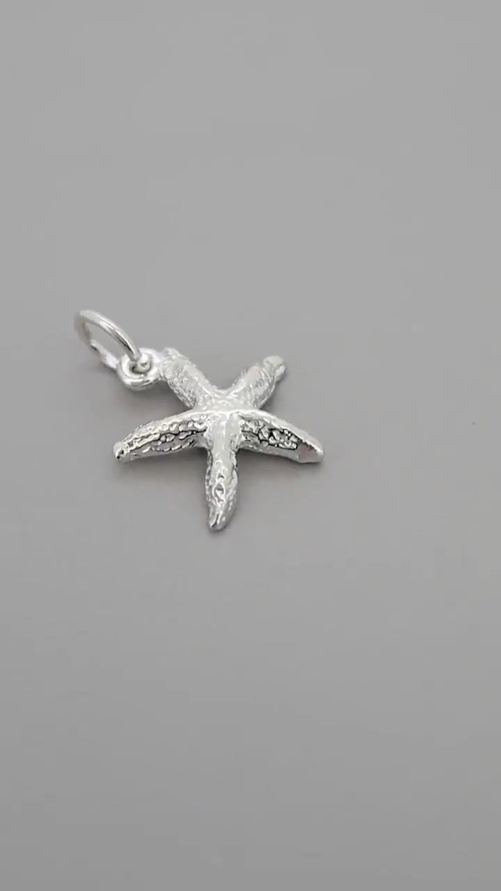 Thumbnail: Video still of sterling silver starfish charm close-up