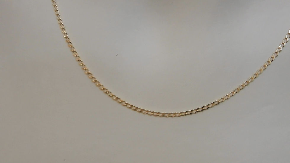Thumbnail: Video of 9ct yellow gold curb chain necklace flat with clasp shown