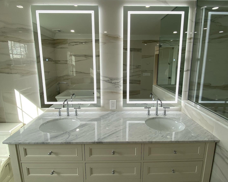 Luxury bathroom in coastal-inspired home
