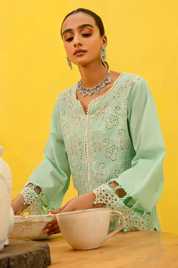 Pakistani Brand Nureh's Pastel Green ChikanKari Embroidered Lawn Suit, Kurta Shalwar, Kurta Salwar