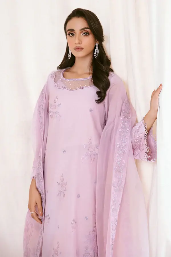 Pakistani Brand 's Nureh Powder Pink Paper Cotton Suit, Kurta Shalwar, Kurta Salwar