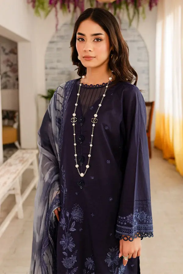 Pakistani Brand Nureh's Blue Embroidered Lawn Casual Suit, Kurta Shalwar, Kurta Salwar