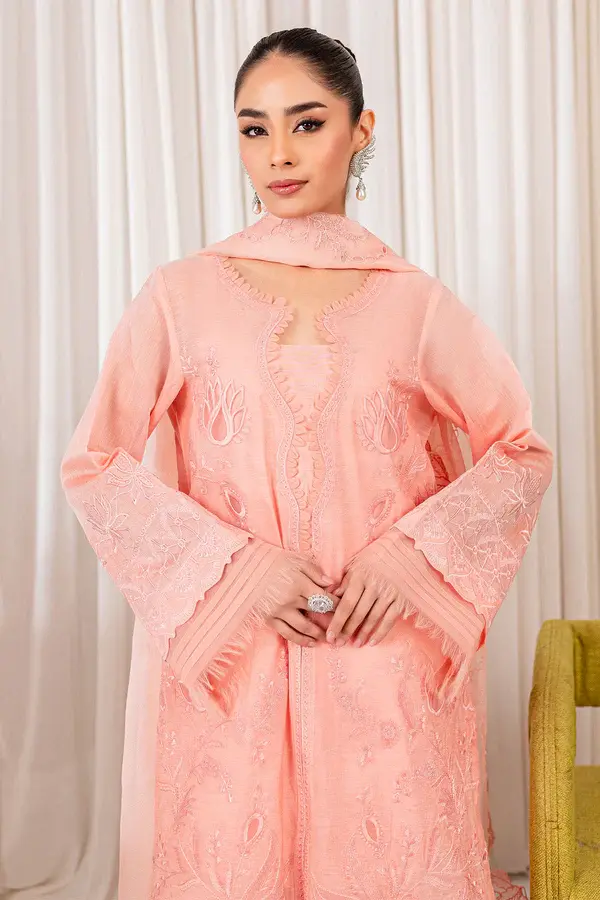 Pakistani Brand Nureh's Pink ChikanKari Lawn Casual Suit, Kurta Shalwar, Kurta Salwar