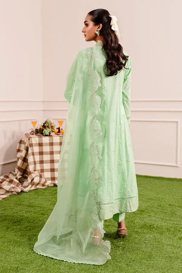 Pakistani Brand Nureh's Pastel Green Embroidered Lawn Outfit, Kurta Shalwar, Kurta Salwar
