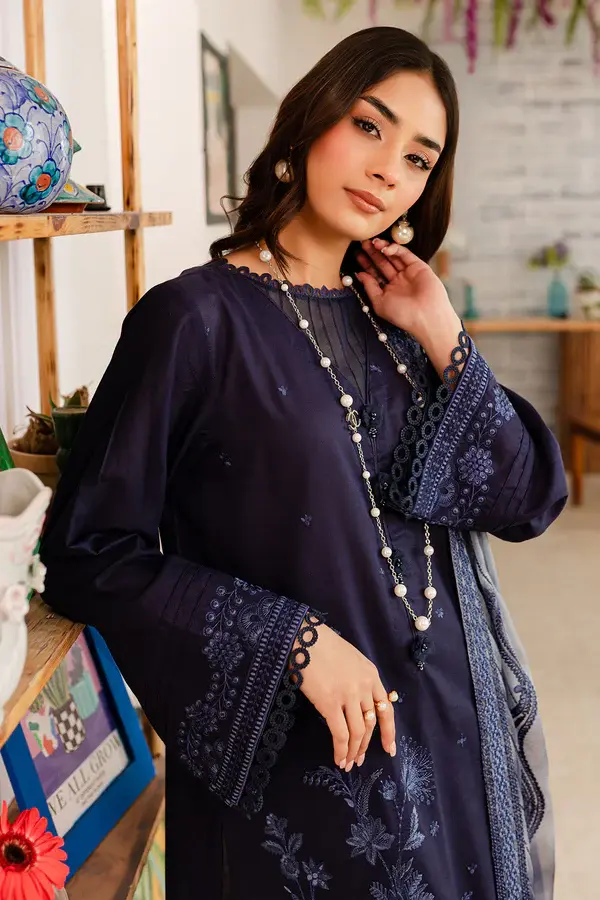 Pakistani Brand Nureh's Blue Embroidered Lawn Casual Suit, Kurta Shalwar, Kurta Salwar