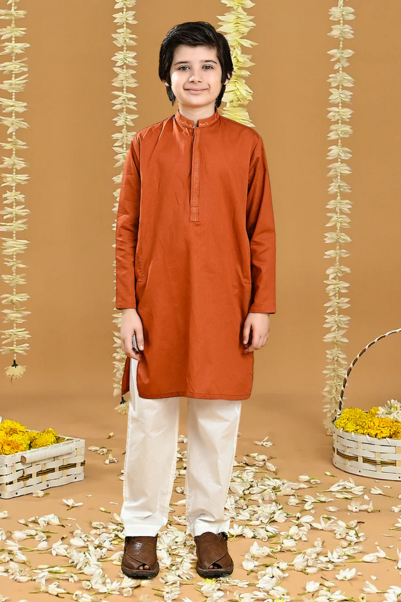 Bachaa Party Rust Kurta + WaistCoat