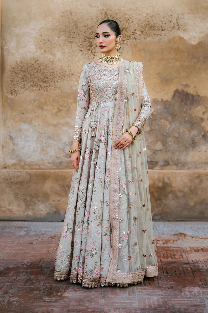 Iznik Moon Green Silk Maxi + Dupatta
