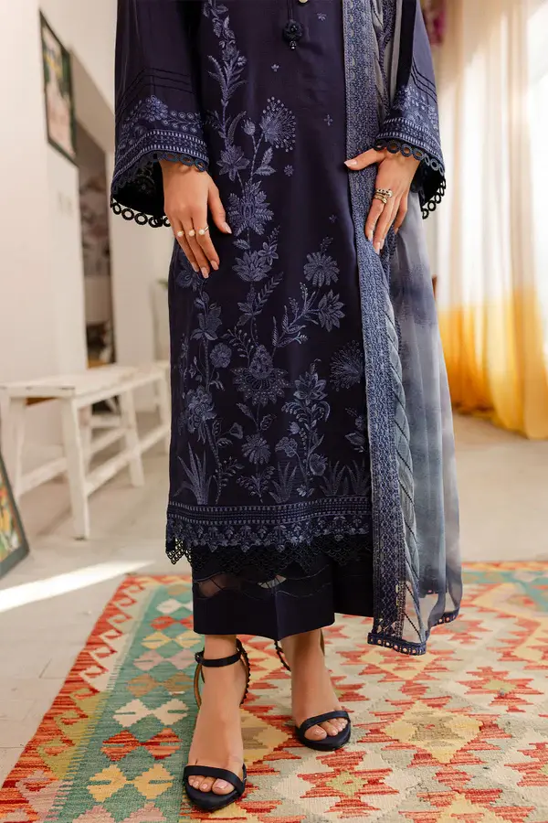 Pakistani Brand Nureh's Blue Embroidered Lawn Casual Suit, Kurta Shalwar, Kurta Salwar