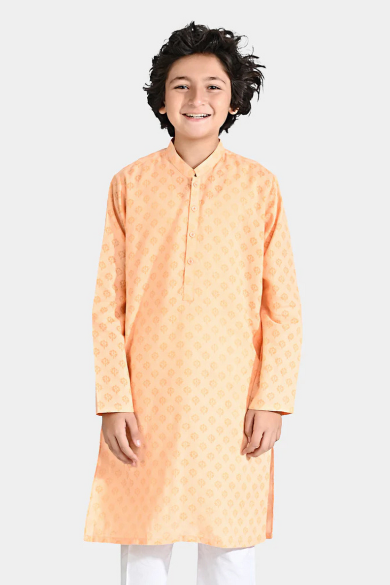 Bachaa Party Peach Viscose Kurta + Trouser