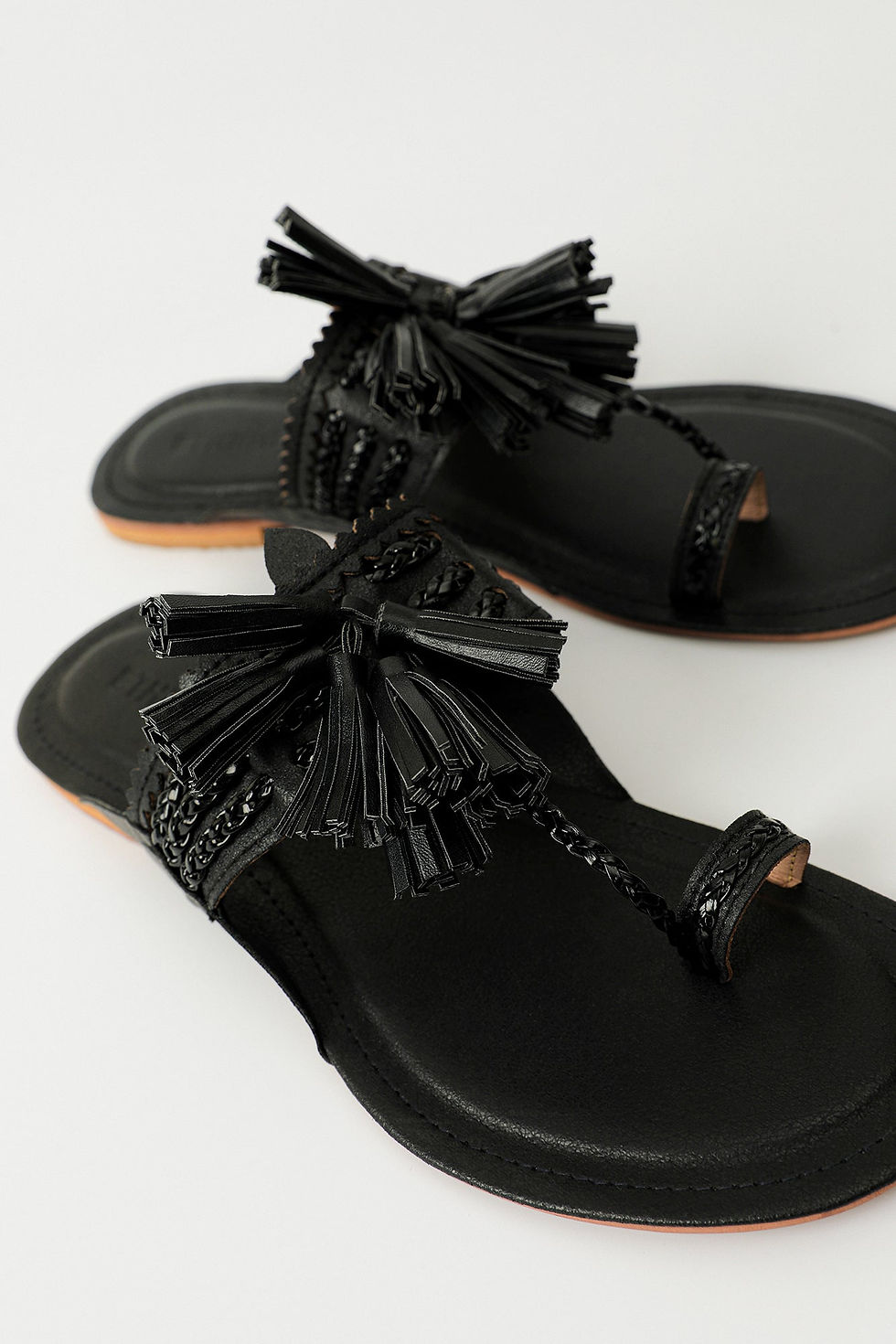 Pakistani Brand Ethnic's Black Leather Kolhapuri, Black Leather Sandals for Party, Indian Jutti, Wedding Shoes