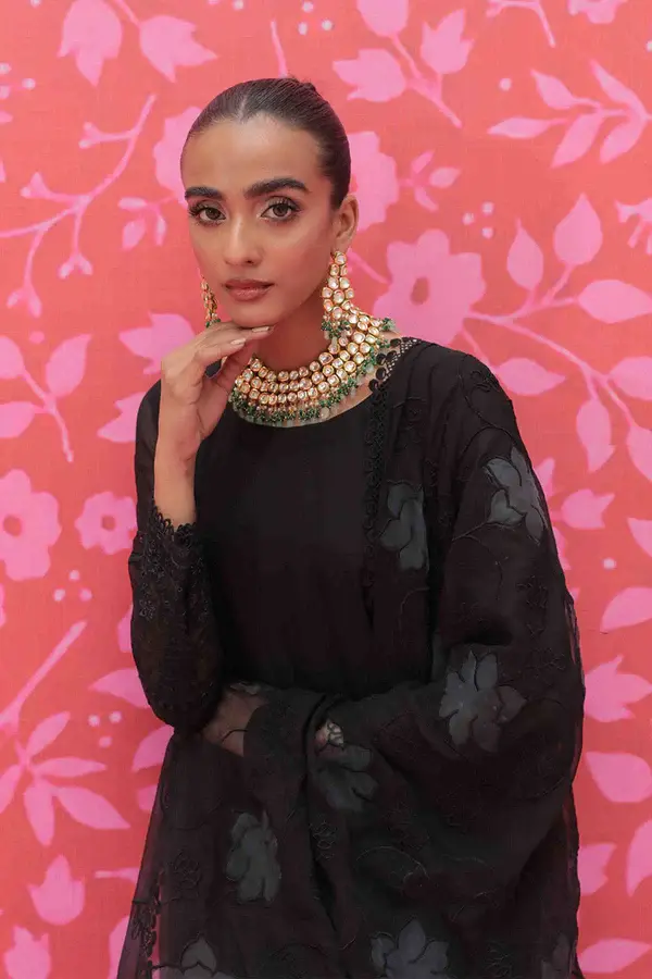 Pakistani Brand Nureh's Black Embroidered Lawn Casual Suit, Kurta Shalwar, Kurta Salwar