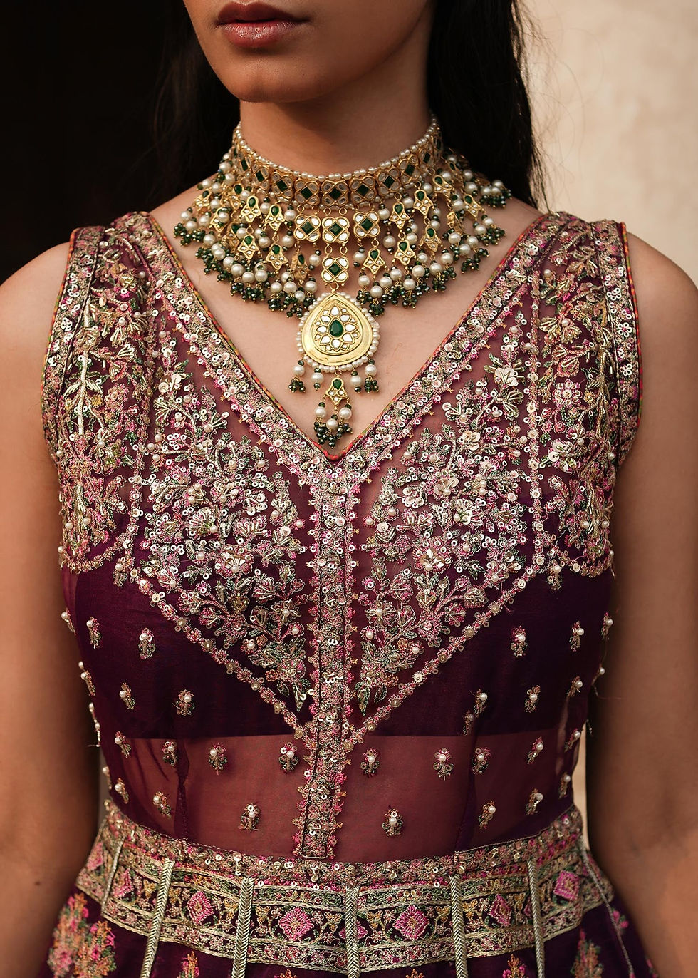 Pakistani Brand Hussain Rehar's Purple Organza Gown with Dupatta