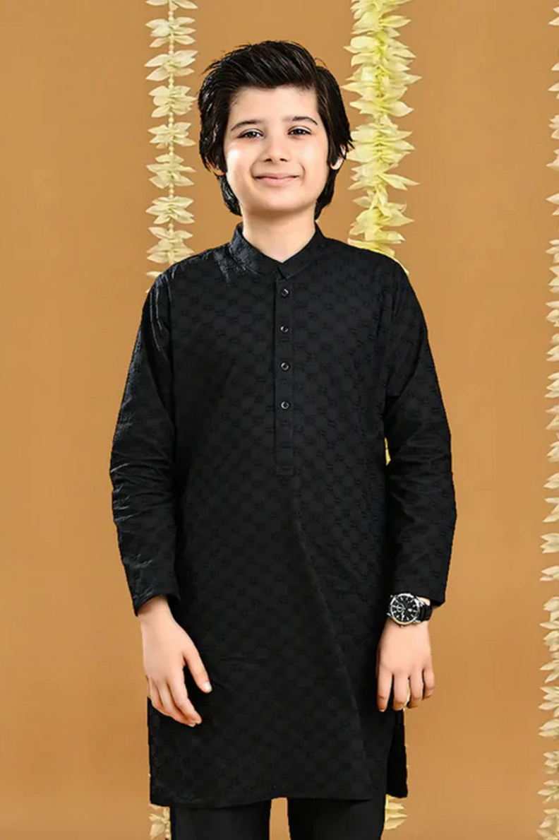 Bachaa Party Black Cotton Kurta