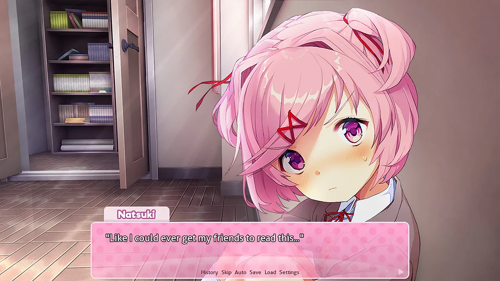 Natsuki has a one on one reading session with the player