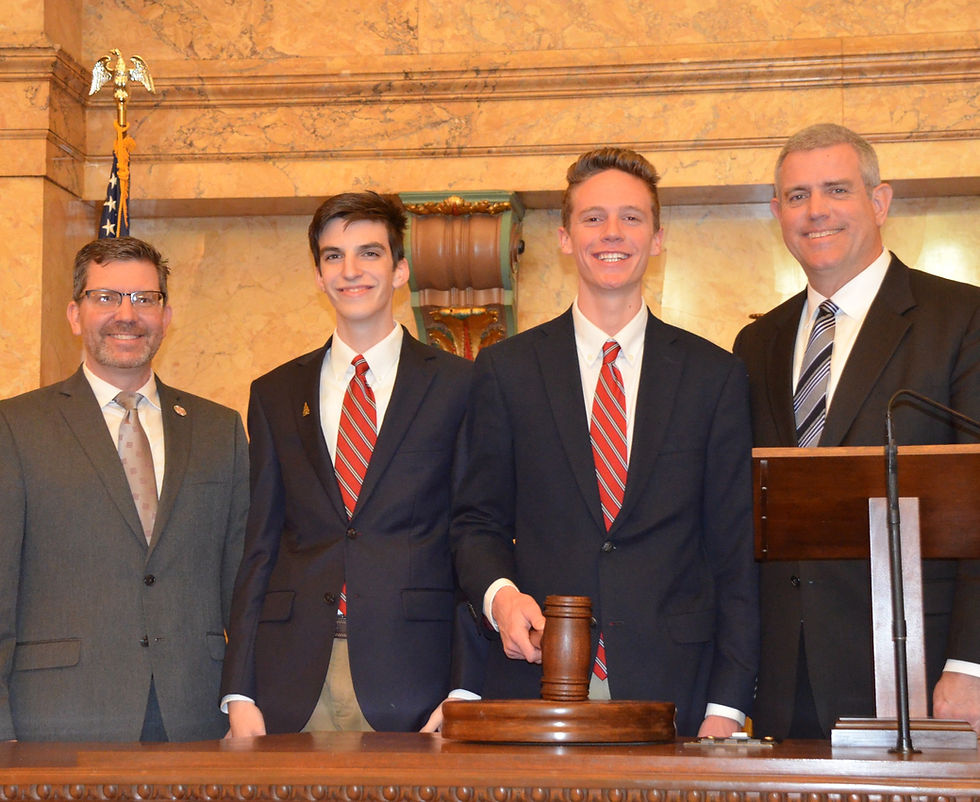 My Pages Thomas Eubanks and Bennett Russell With Speaker of The House Philip Gunn.