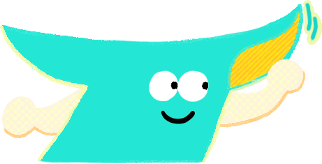 水色の体に大きな目と笑顔、黄色い耳が特徴のTAPI台湾華語教室公式キャラクター「TAPIちゃん」