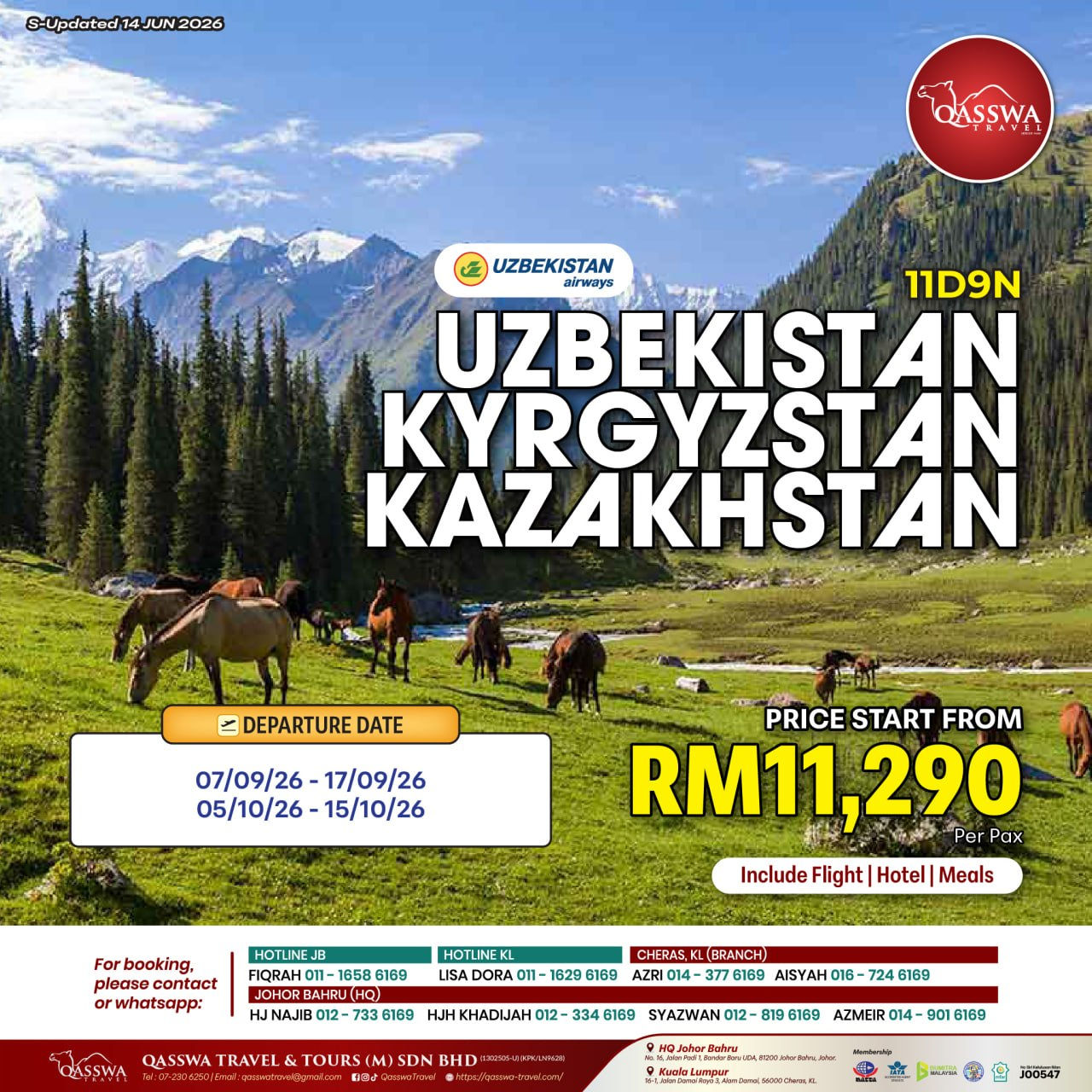11D9N UZBEKISTAN KYRGYZSTAN KAZAKHSTAN