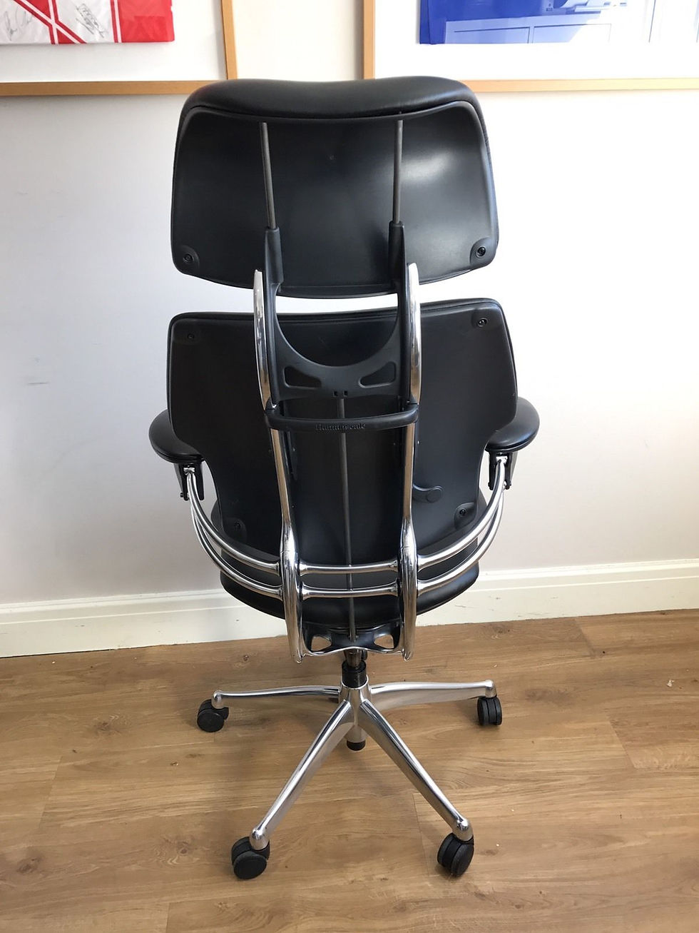 Thumbnail: executive Chrome & Black  Leather Humanscale Freedom High Back chair
