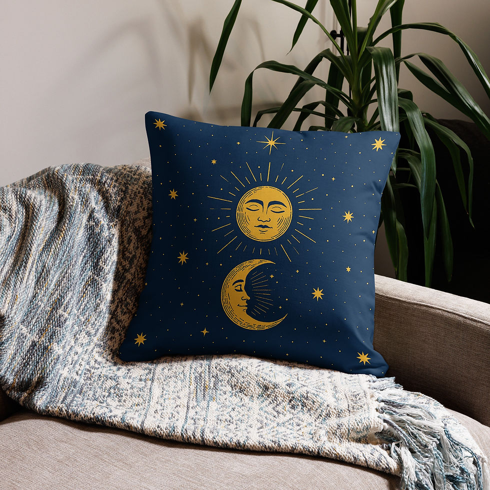 Miniatiūra: Astrologinė Pagalvėlė su Saulės ir Mėnulio dizainu
