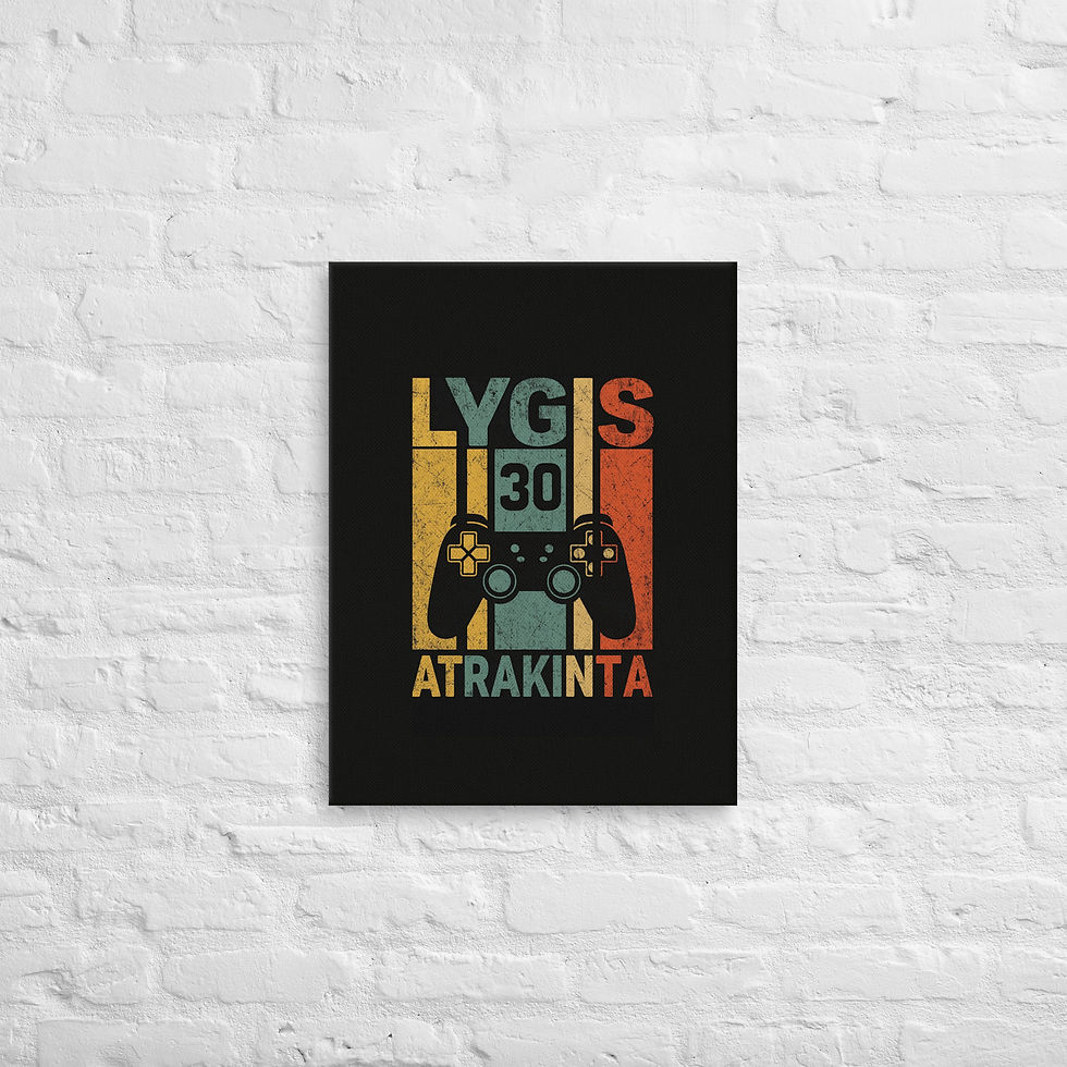 Miniatiūra: Lygis 30 Atrakinta – Retro Stiliaus Gimimo Dienos Printas Ant Drobės