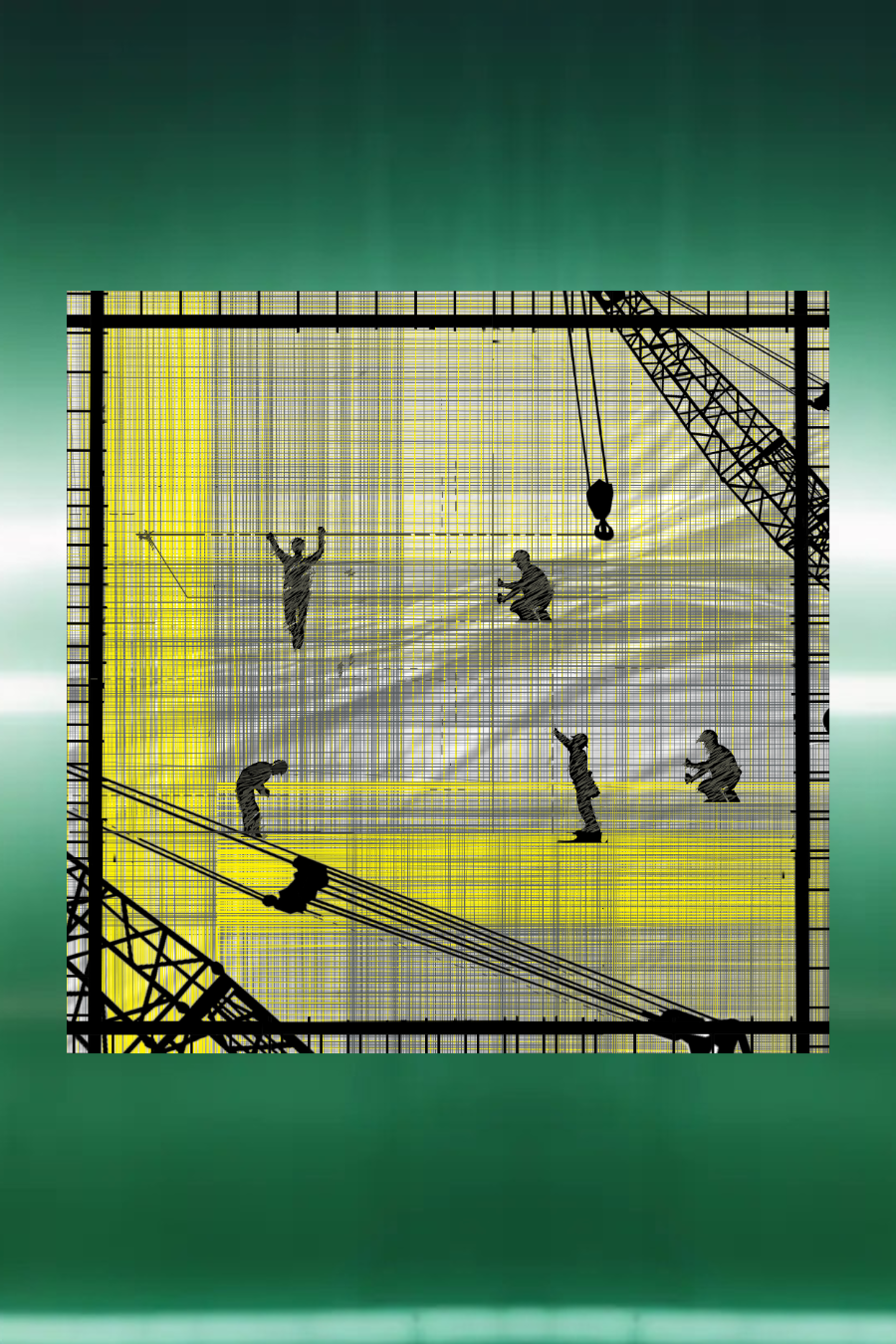 Construction site, silk scarf 50x50 cm by Eliran Ashraf 