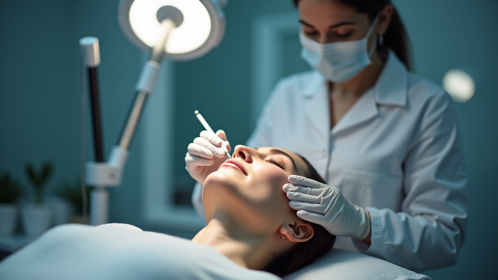 Eye-level view of a professional applying nanoplastia treatment in a salon