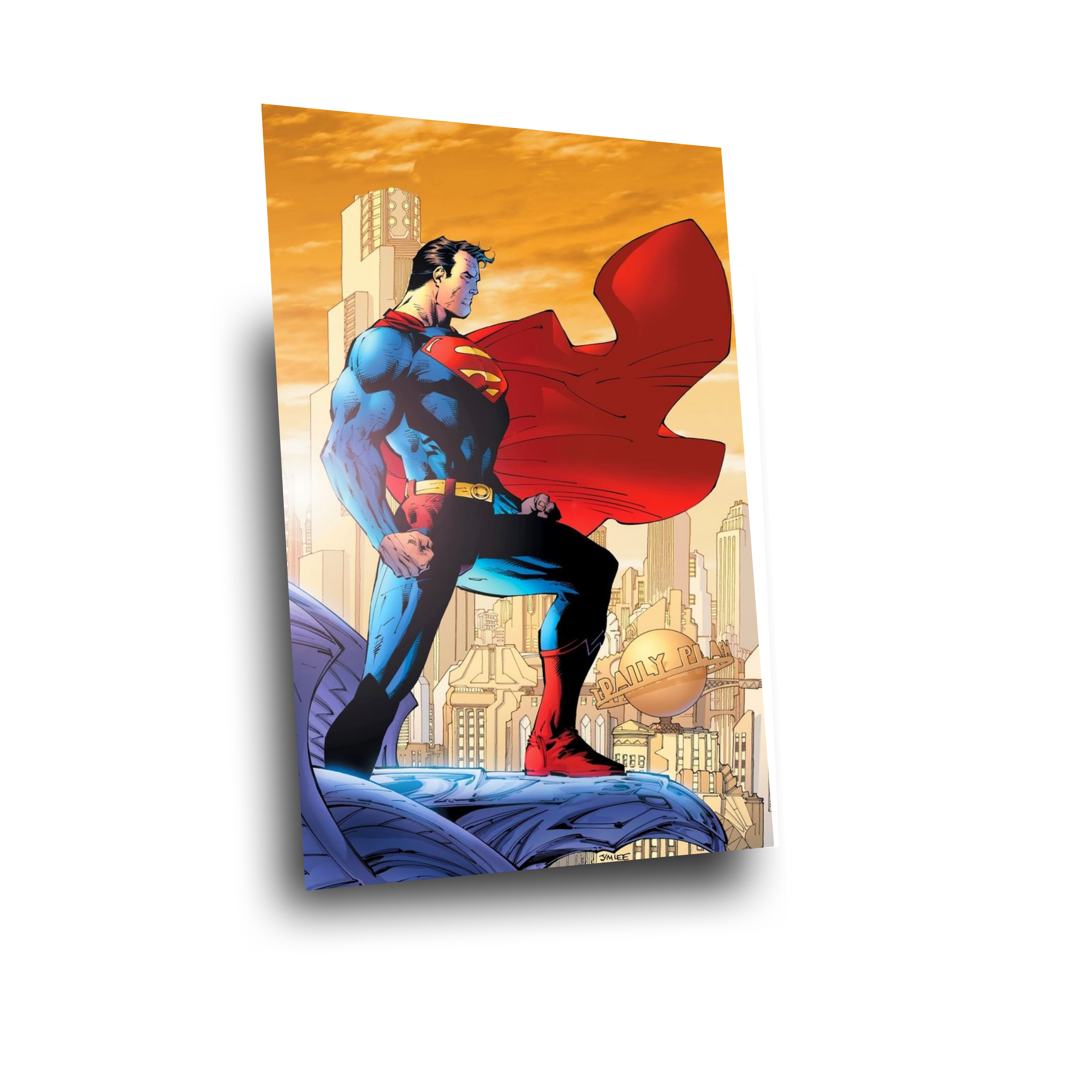 Flying Cape City Guardian Poster | Classic Comic Style Superhero Wall Art