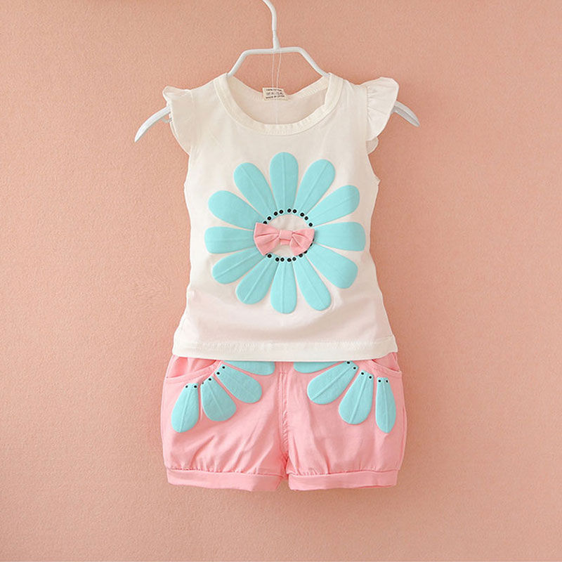 Thumbnail: Sport Lovely Long Eyelashes Toddler Girl Vest Pants Pure Cotton Suit Kids