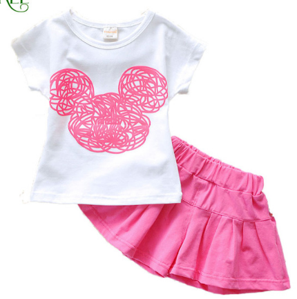 V-TREE Summer 2017 girls clothing set candy color shirt+shorts girl set cotton c