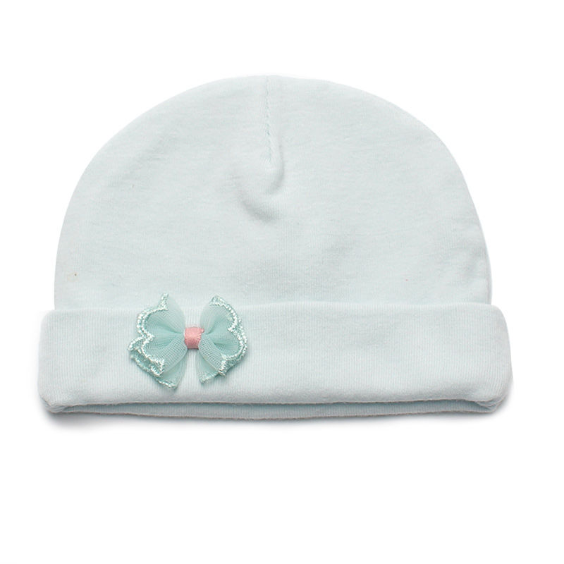 Thumbnail: Solid Cotton Newborn Baby Tire Caps With Ear Girls Boys Sun Hats With Bow