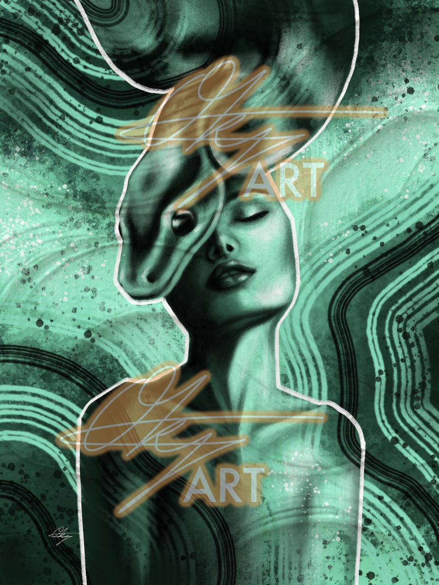 malachite renewal i am safe to grow visual affirmation spiritual art by OKP Art