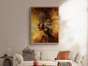 baby robin abstract art by OKP Art inspired by robin birds and tigers eye for guidance and growth