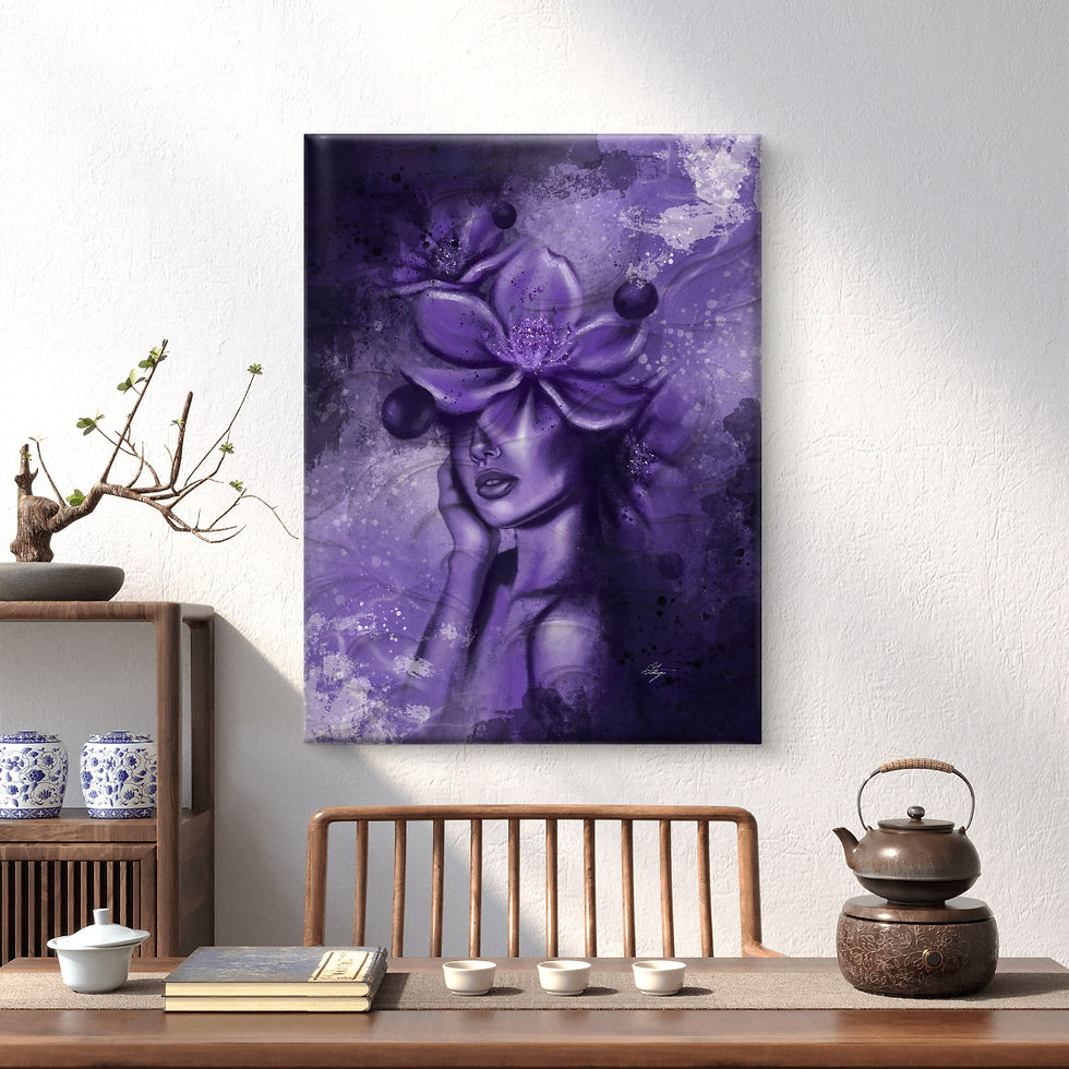 blooming lepidolite an abstract art piece inspired by affirmation 'i bloom in my own time' spiritual crystal inspired