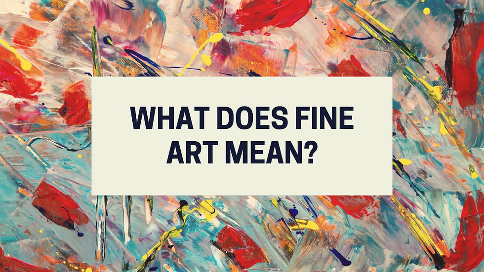 An illustration of abstract brush strokes asking 'what does fine art mean?'