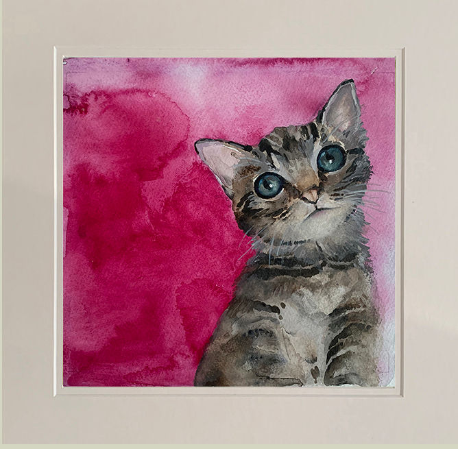 Tabby kitten watercolour painting by Emma Wren
