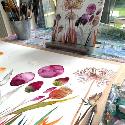 Autumn hedgerow and bee