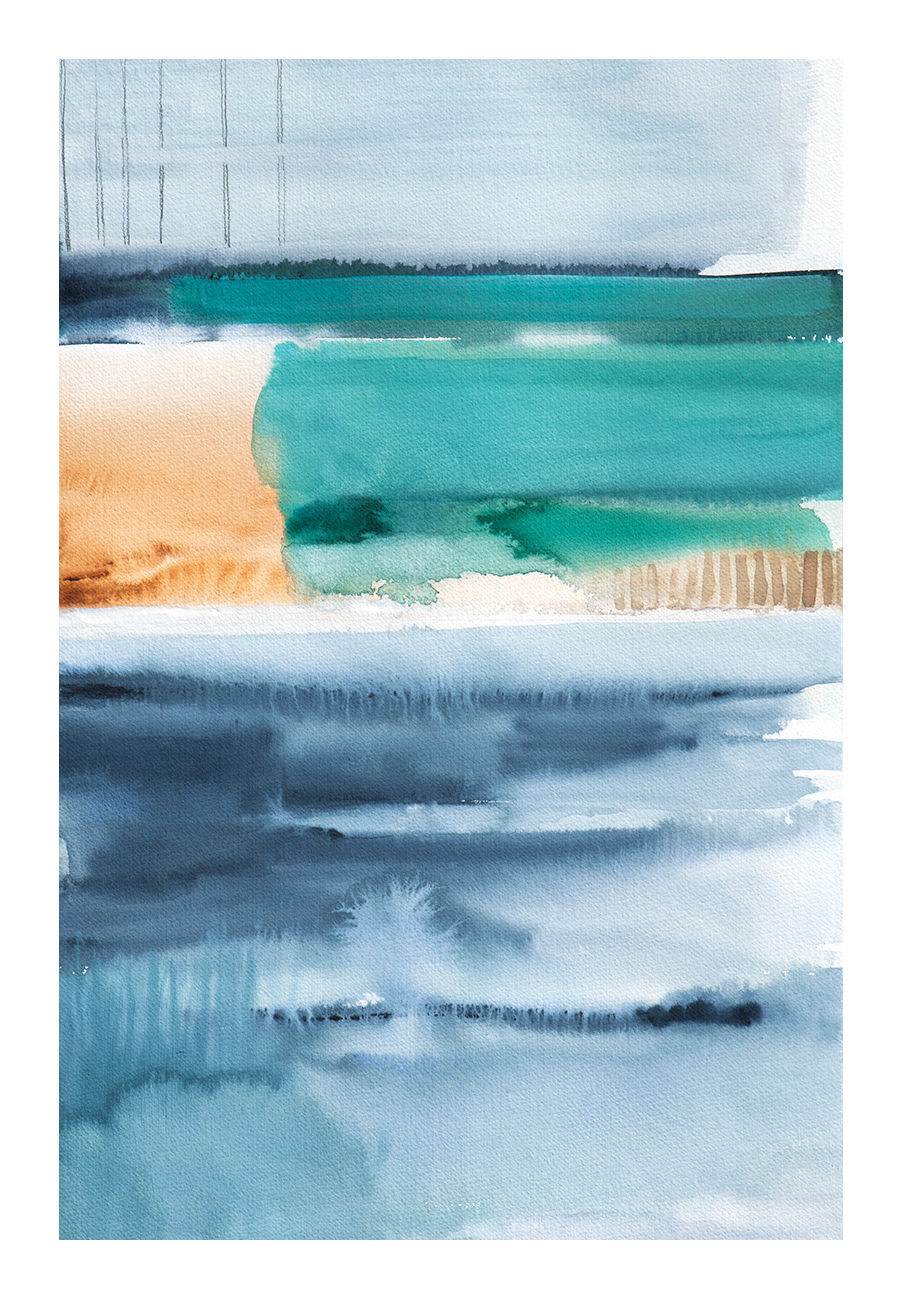 Abstract blue watercolour Giclee print