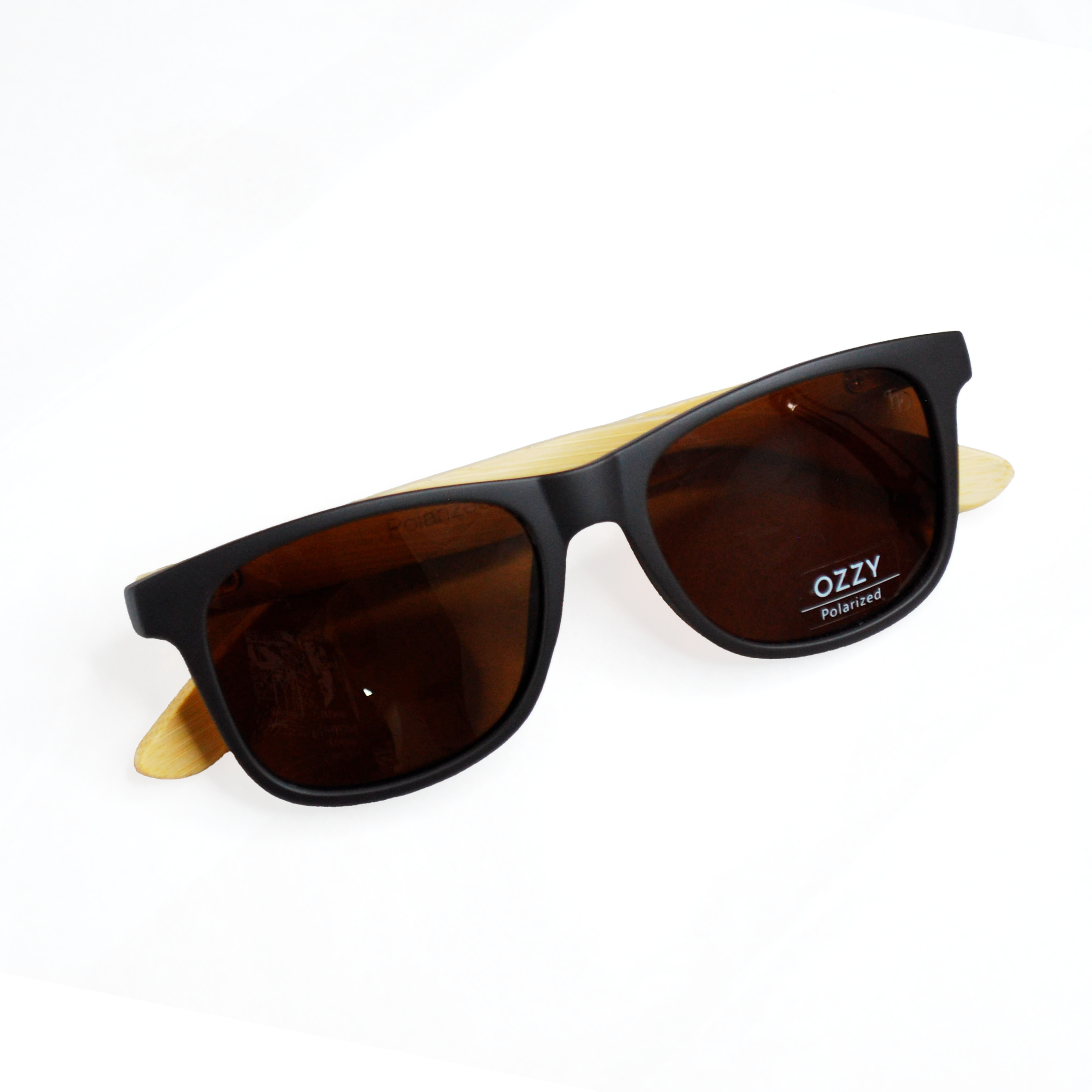 Oculos Sol acetato Café polarizado haste madeira