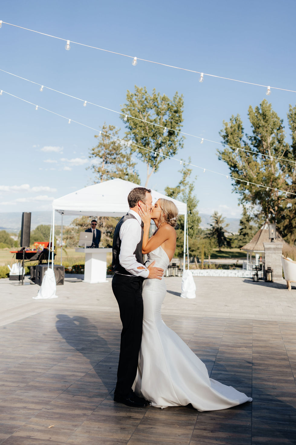 Ending first dance with a kiss at Homestead Resort in Midway, Utah