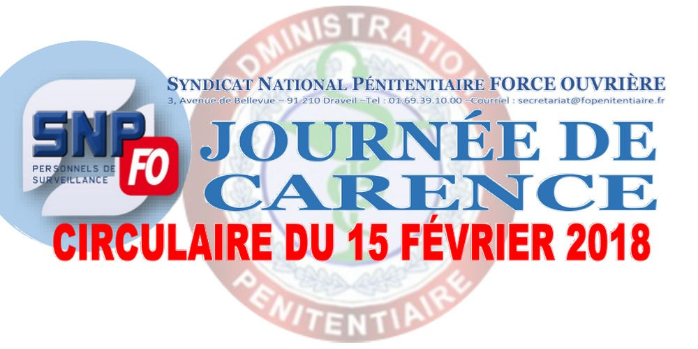Journée de carence Circulaire du 15 février 2018