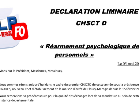 Prison de Fleury-Mérogis : Déclaration Liminaire lors du CHSCTD