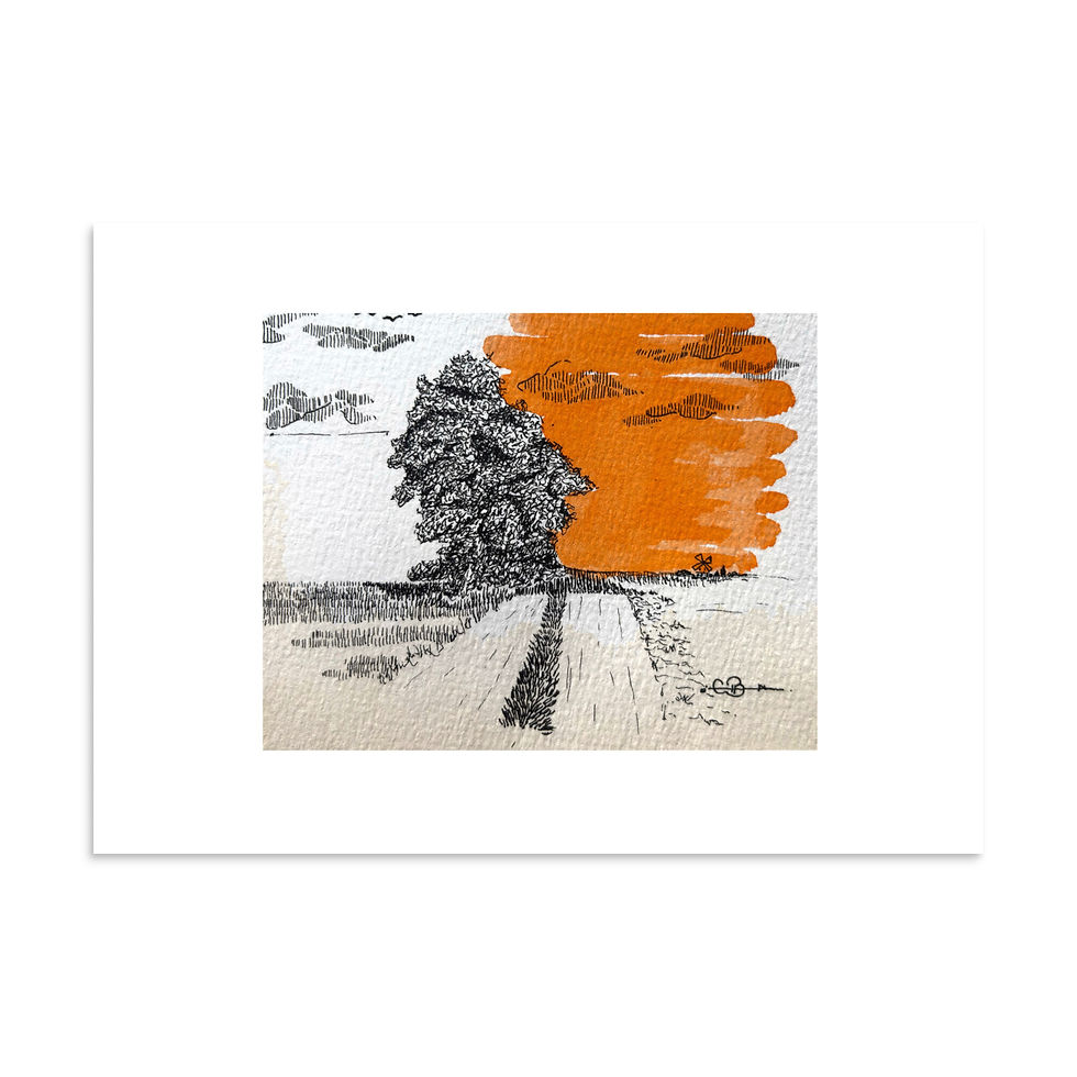 Path Line Texture Orange Tree Art Print – New Beginnings | Light & Lines