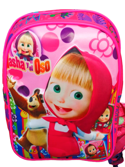 Miniatura: Mochila Diseño MASHA Y EL OSO alto relieve Tamaño A4 con doble división
