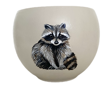 Planthead Pots by Catherine Przenioslo Hand-painted raccoon on plant pot