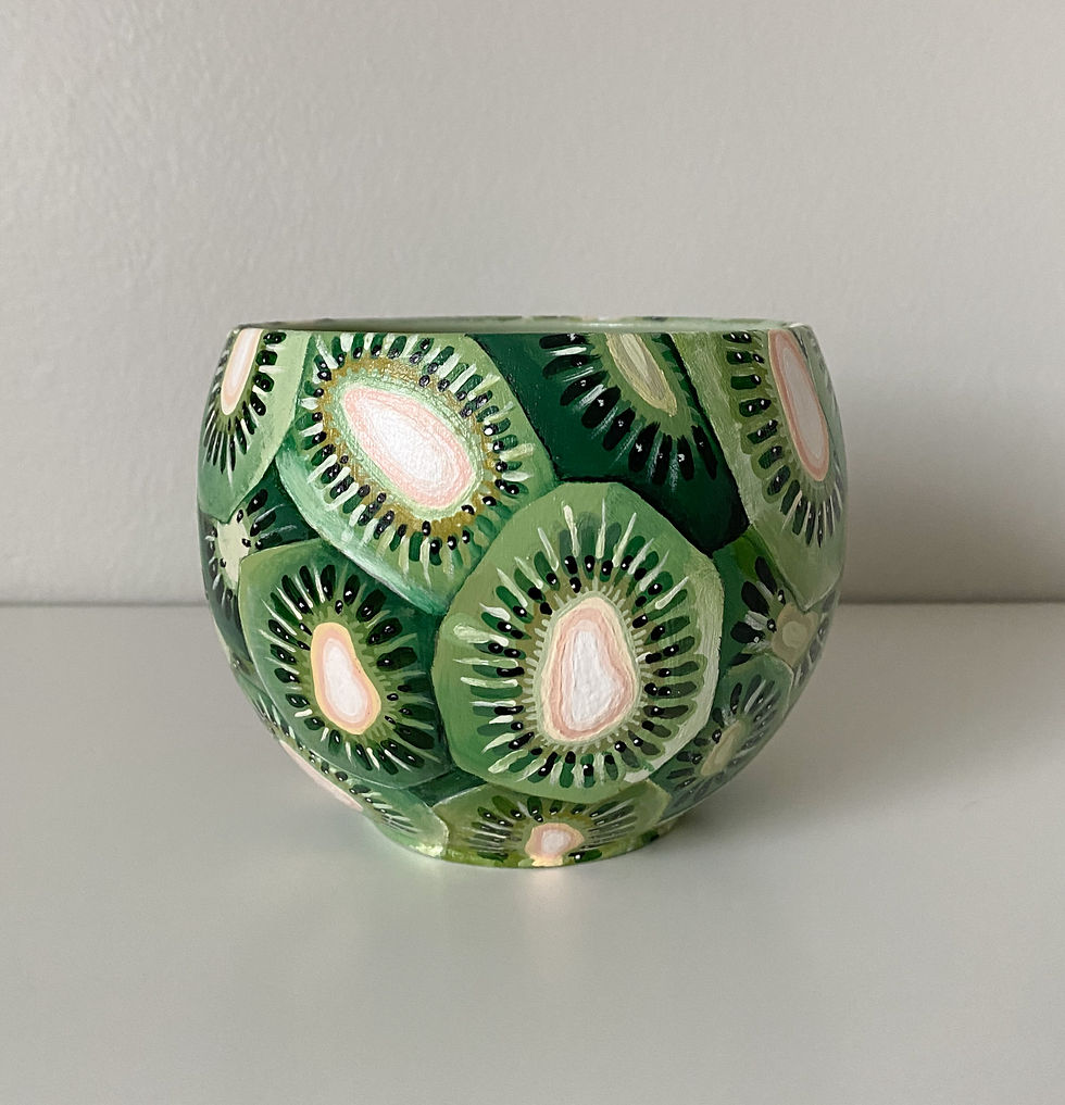 hand-painted kiwi pot