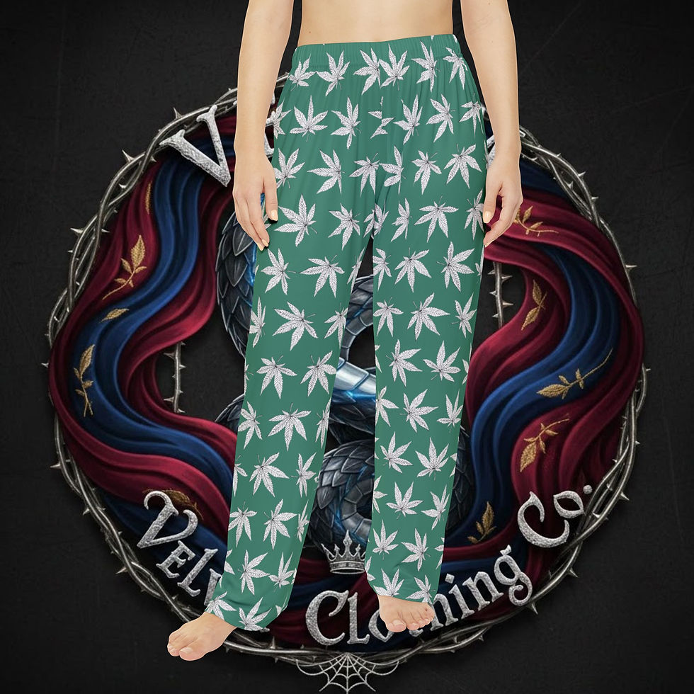 Thumbnail: Green Leaf Pattern Pajama Pants — Women's Cozy Lounge Sleepwear