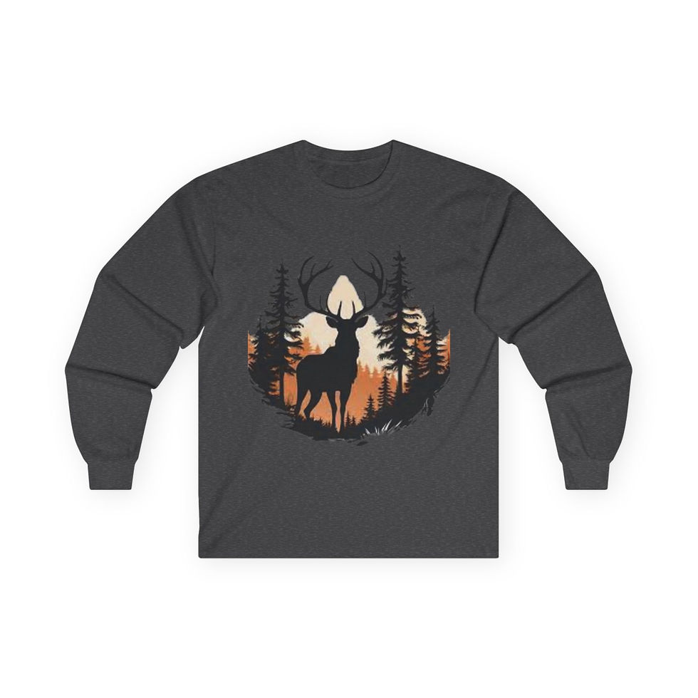 Thumbnail: Deer Forest Sunset Long Sleeve Tee
