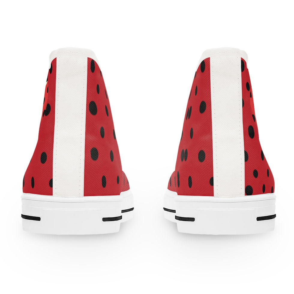 Thumbnail: Ladybug Polka Dot High Top Sneakers — Women's Cute Red Canvas Shoes